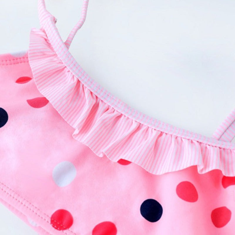 Dwuczęściowy strój kąpielowy bikini dla dziewczynek z falbanką