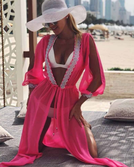 Damska narzutka plażowa w neonowych kolorach