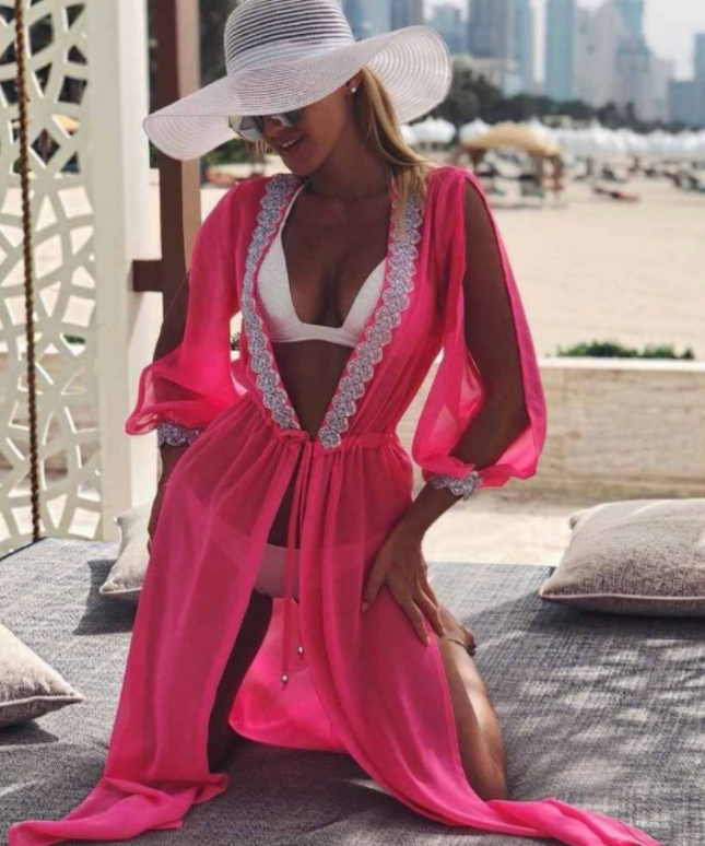 Damska narzutka plażowa w neonowych kolorach