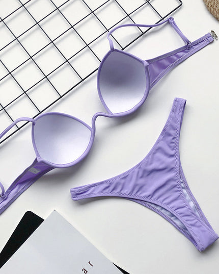 Damski strój kąpielowy dwuczęściowy bikini z głębokim dekoltem