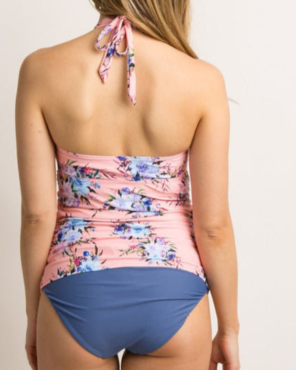 Dwuczęściowy strój kąpielowy dla kobiet w ciąży w kwieciste wzory