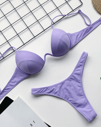 Damski strój kąpielowy dwuczęściowy bikini z głębokim dekoltem