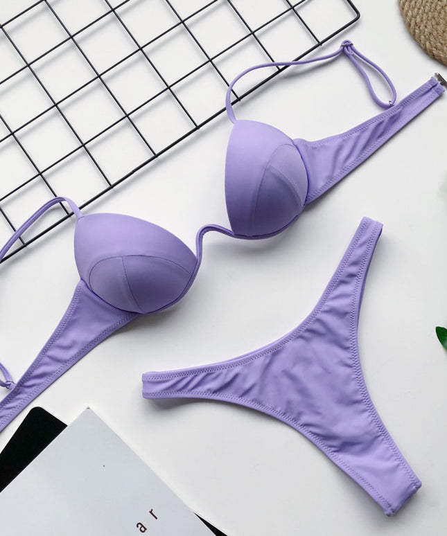 Damski strój kąpielowy dwuczęściowy bikini z głębokim dekoltem