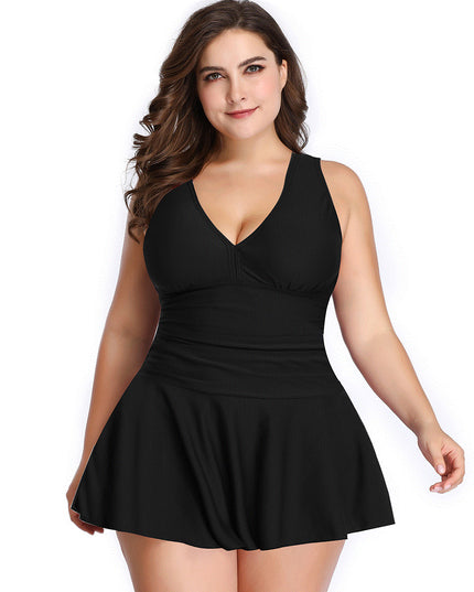 Jednoczęściowy strój kąpielowy plus size imitujący spódniczkę