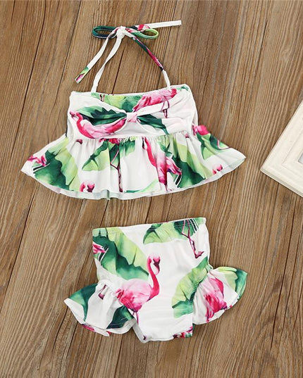 Strój kąpielowy dwuczęściowy bikini dla niemowląt z falbanką