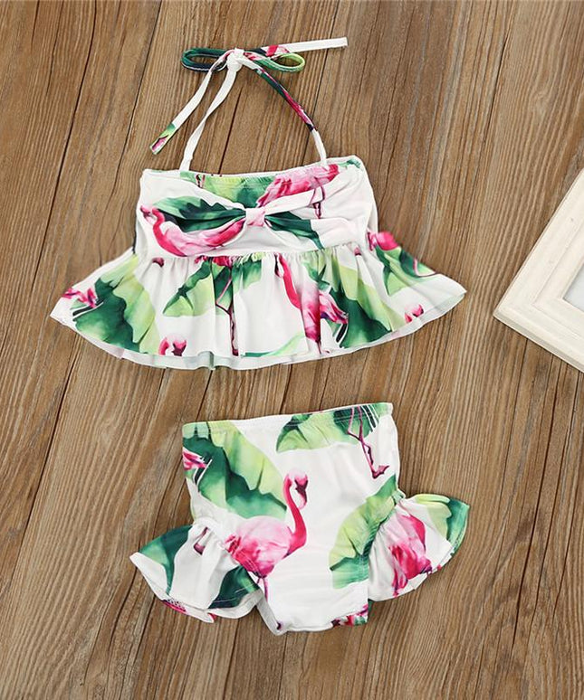 Strój kąpielowy dwuczęściowy bikini dla niemowląt z falbanką