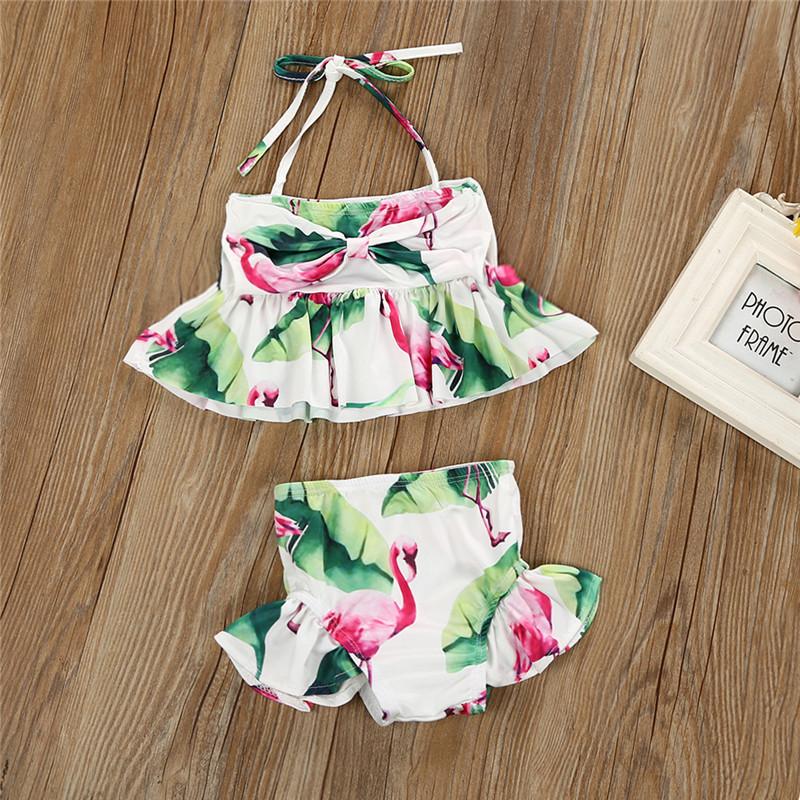 Strój kąpielowy dwuczęściowy bikini dla dziewczynki w flamingi