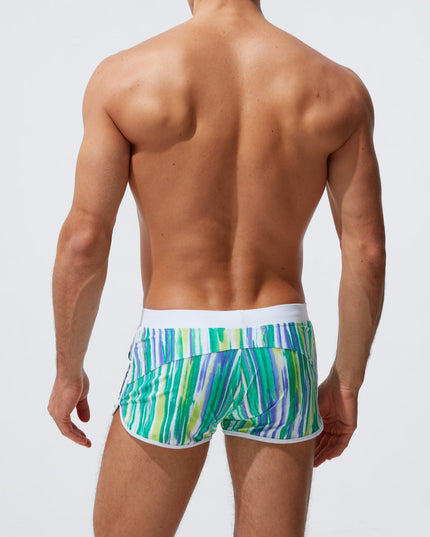 Męskie bokserki kąpielowe w paski z zapinaną kieszonką