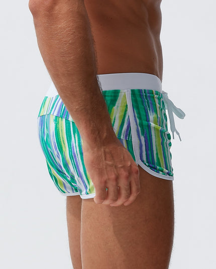 Męskie bokserki kąpielowe w paski z zapinaną kieszonką