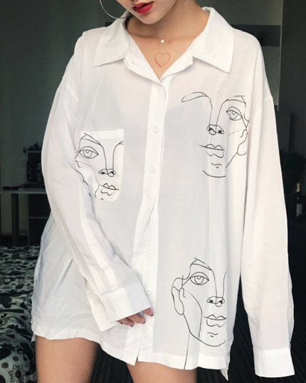 Damska koszula z motywem twarzy