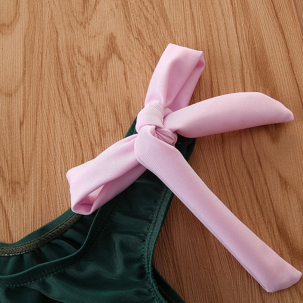 Strój kąpielowy dwuczęściowy bikini dla dziewczynek z kokardkami
