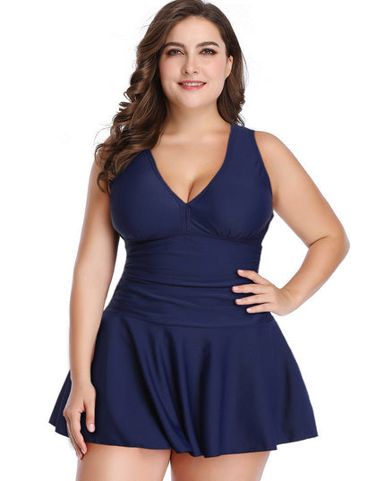 Jednoczęściowy strój kąpielowy plus size imitujący spódniczkę