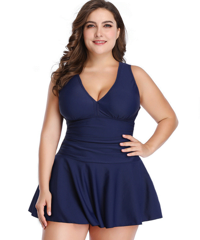Jednoczęściowy strój kąpielowy plus size imitujący spódniczkę