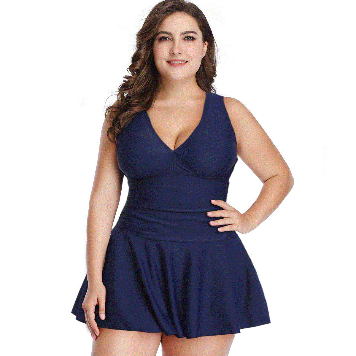 Jednoczęściowy strój kąpielowy plus size imitujący spódniczkę