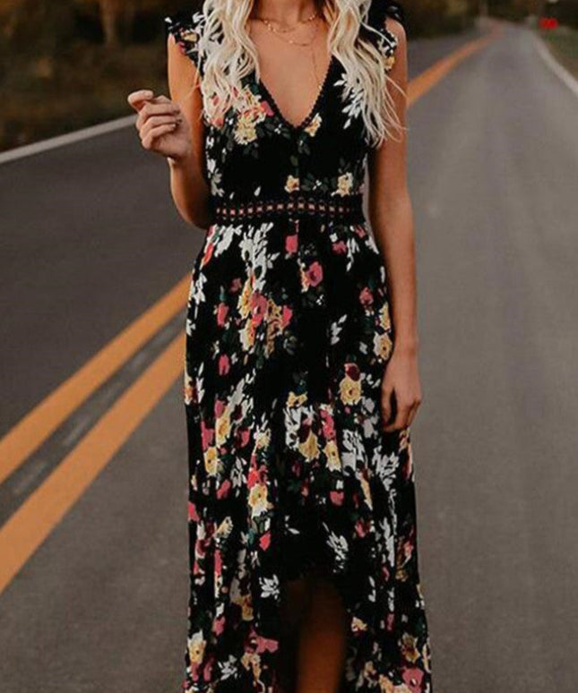 Sukienka maxi z koronką i odkrytymi plecami