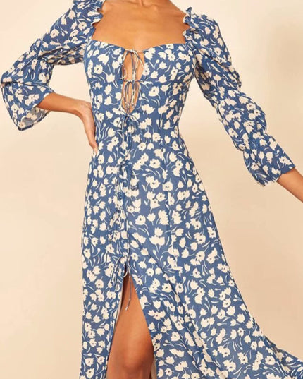 Sukienka maxi letnia z wiązanym dekoltem