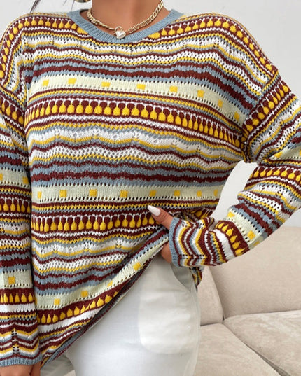 Damski sweter dziergany wielokolorowy