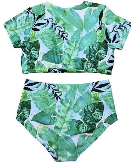 Dwuczęściowy strój kąpielowy plus size w liście