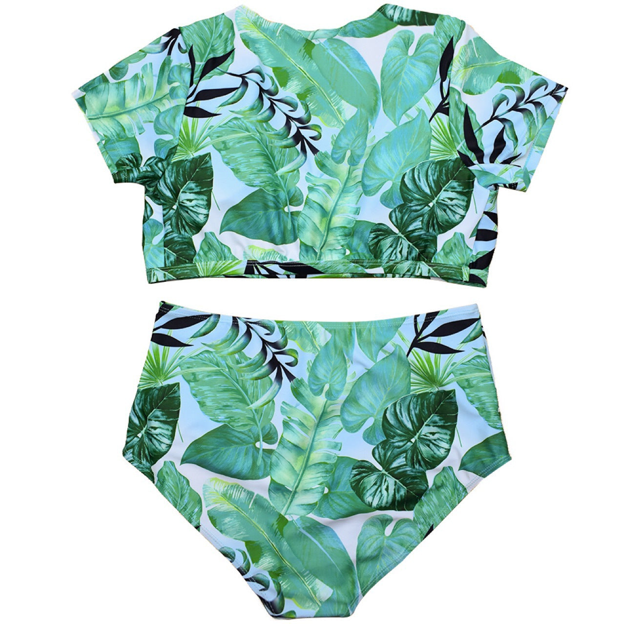 Dwuczęściowy strój kąpielowy plus size w liście