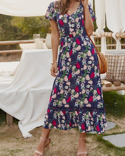 Sukienka midi letnia w kwieciste wzory