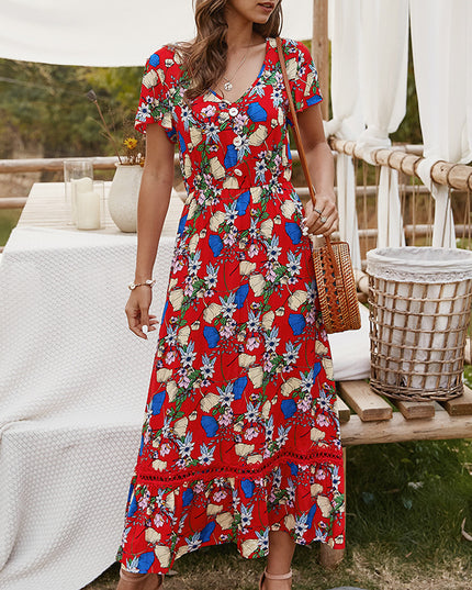 Sukienka midi letnia w kwieciste wzory