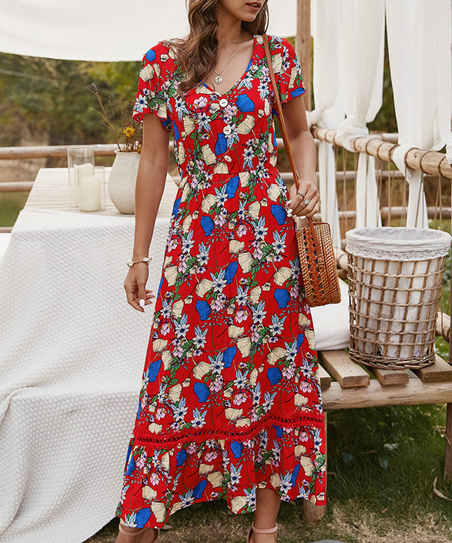 Sukienka midi letnia w kwieciste wzory