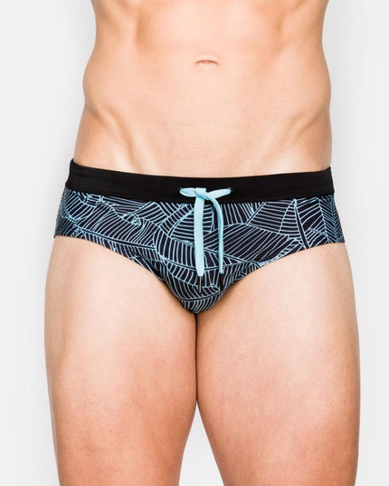 Męskie slipy kąpielowe z motywem egzotycznych liści