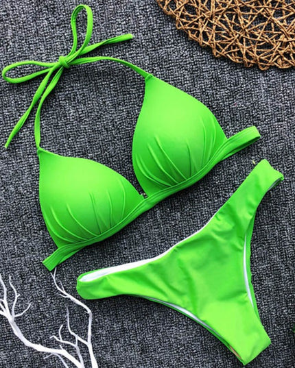 Damski dwuczęściowy strój kąpielowy bikini z marszczeniem