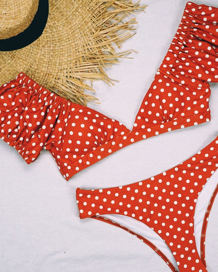 Damski dwuczęściowy strój kąpielowy bikini w grochy