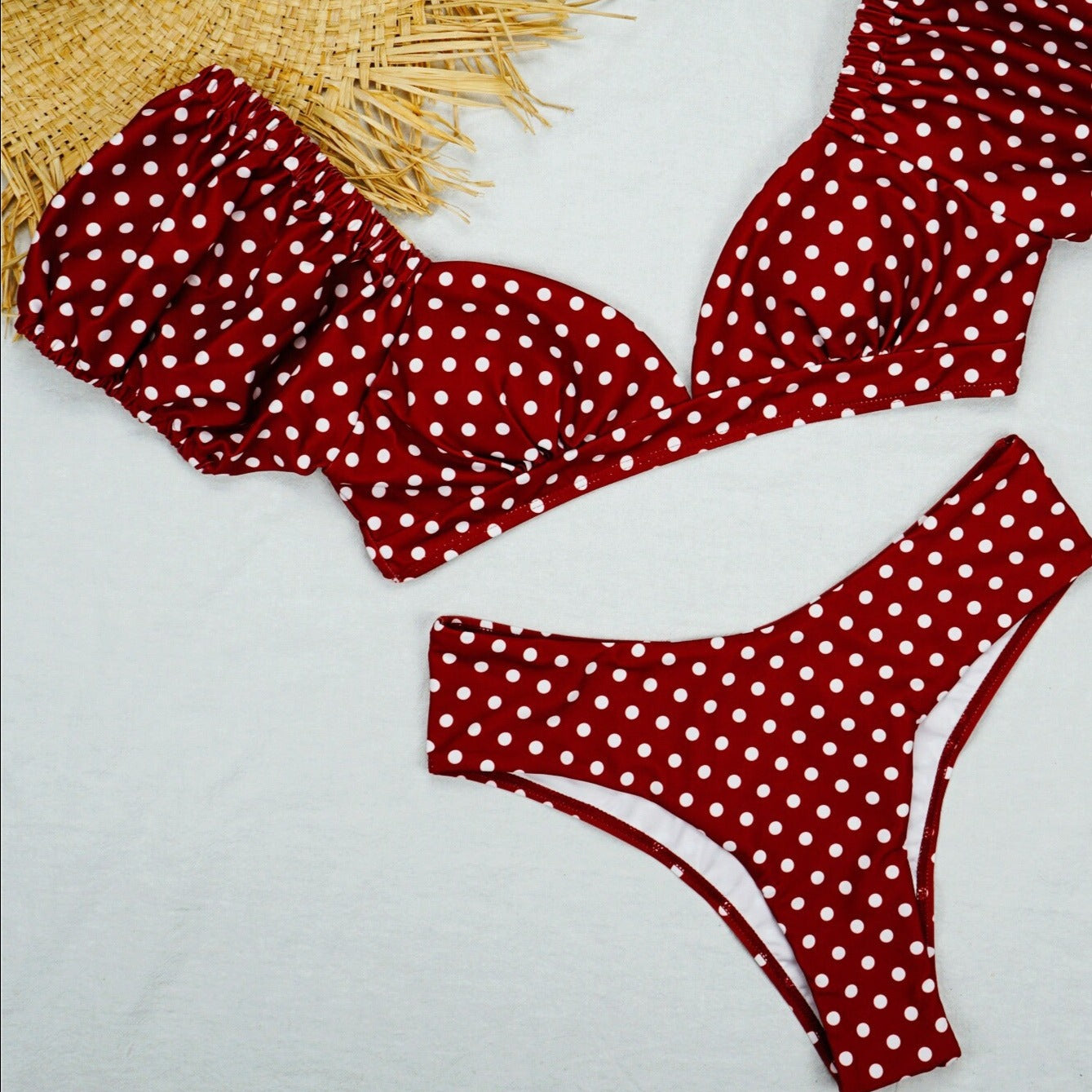 Damski dwuczęściowy strój kąpielowy bikini w grochy