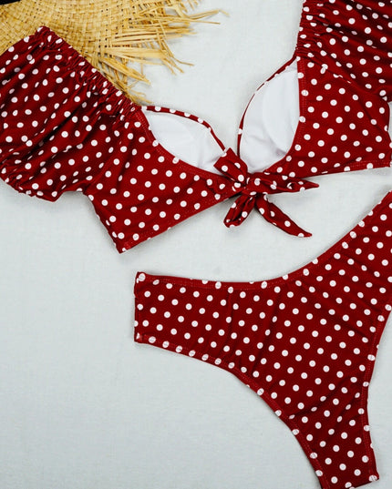 Damski dwuczęściowy strój kąpielowy bikini w grochy