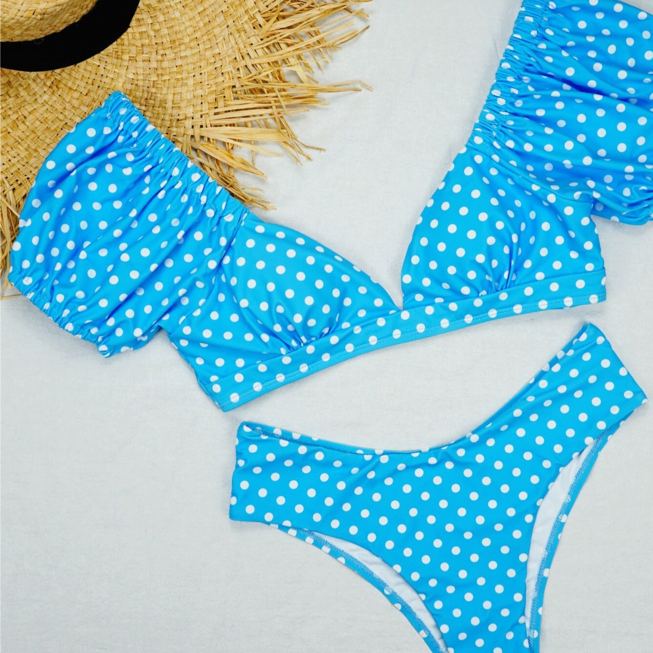 Damski dwuczęściowy strój kąpielowy bikini w grochy