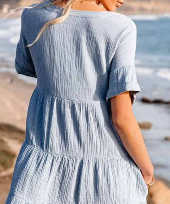 Sukienka muślinowa zwiewna z dekoltem w serek