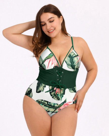 Jednoczęściowy strój kąpielowy plus size z gorsetem