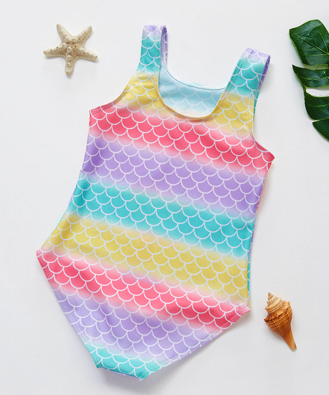 Jednoczęściowy strój kąpielowy dla dziewczynki z syrenką