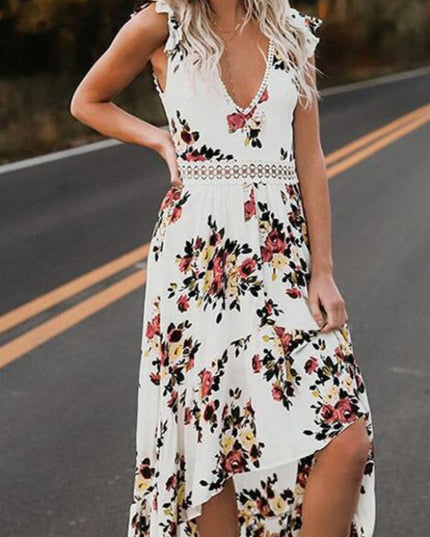 Sukienka maxi z koronką i odkrytymi plecami