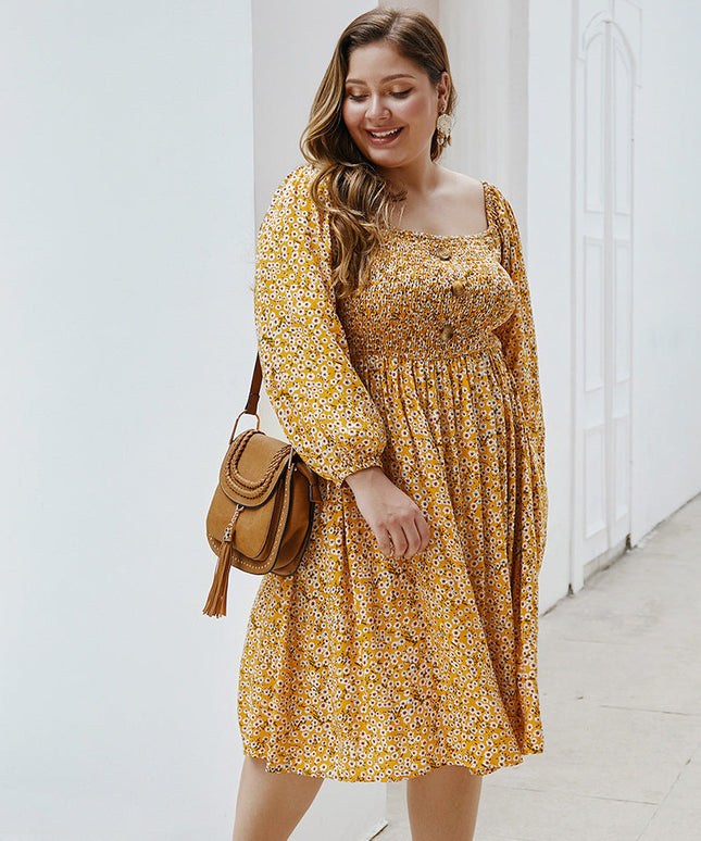 Sukienka plus size zwiewna w kwieciste wzory