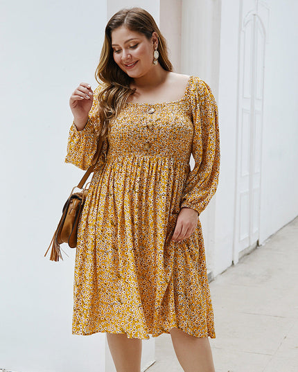 Sukienka plus size zwiewna w kwieciste wzory