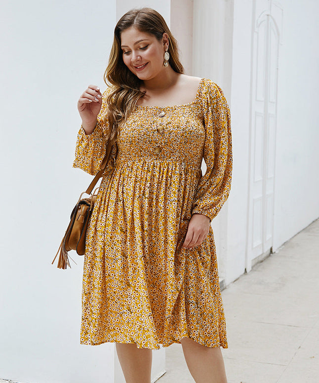 Sukienka plus size zwiewna w kwieciste wzory