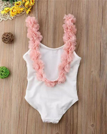 Jednoczęściowy strój kąpielowy dla niemowląt z kwiatuszkami na ramiączkach