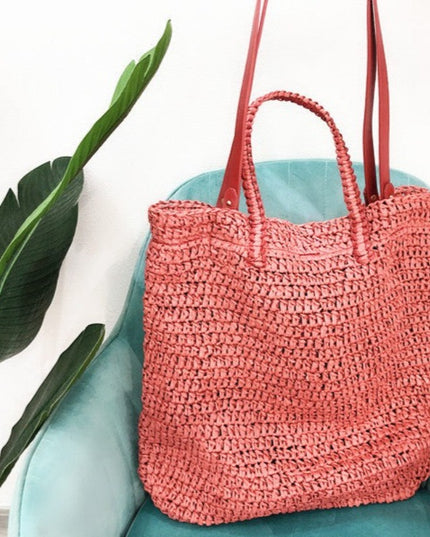 Torba plażowa słomkowa w dwóch kolorach