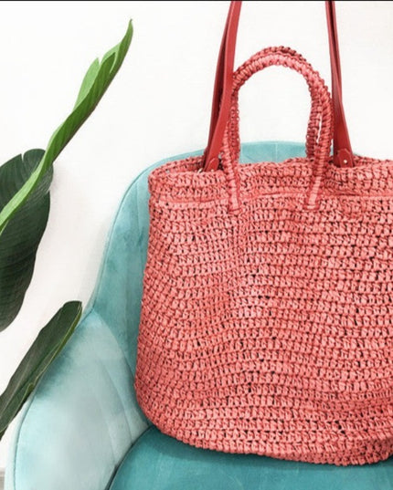 Torba plażowa słomkowa w dwóch kolorach