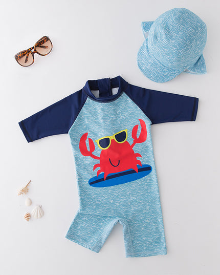 Kostium kąpielowy dla chłopców z czapeczką ze wzorem kraba w okularach