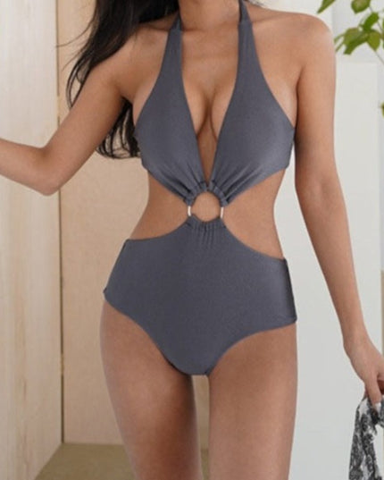 Jednoczęściowy strój kąpielowy monokini z łączeniem na przodzie