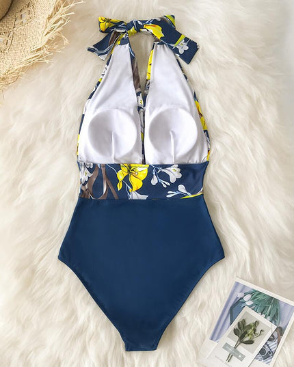 Jednoczęściowy strój kąpielowy monokini wiązany na szyi