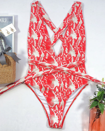 Jednoczęściowy strój kąpielowy monokini z wiązaniem z przodu