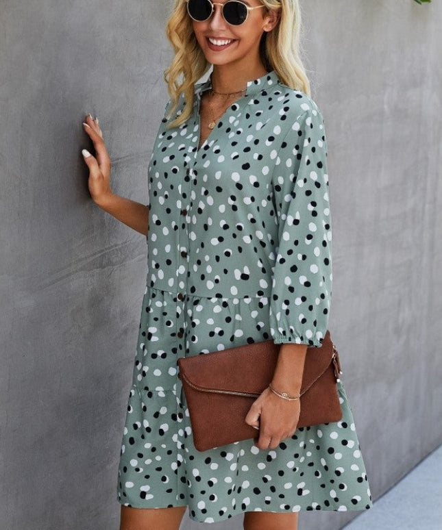 Sukienka mini zwiewna w kropki
