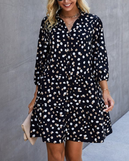Sukienka mini zwiewna w kropki