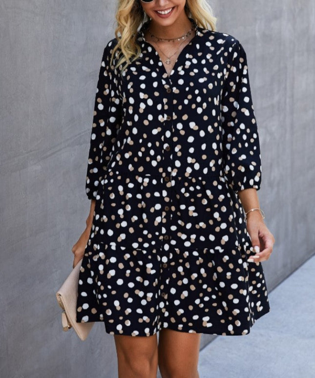 Sukienka mini zwiewna w kropki