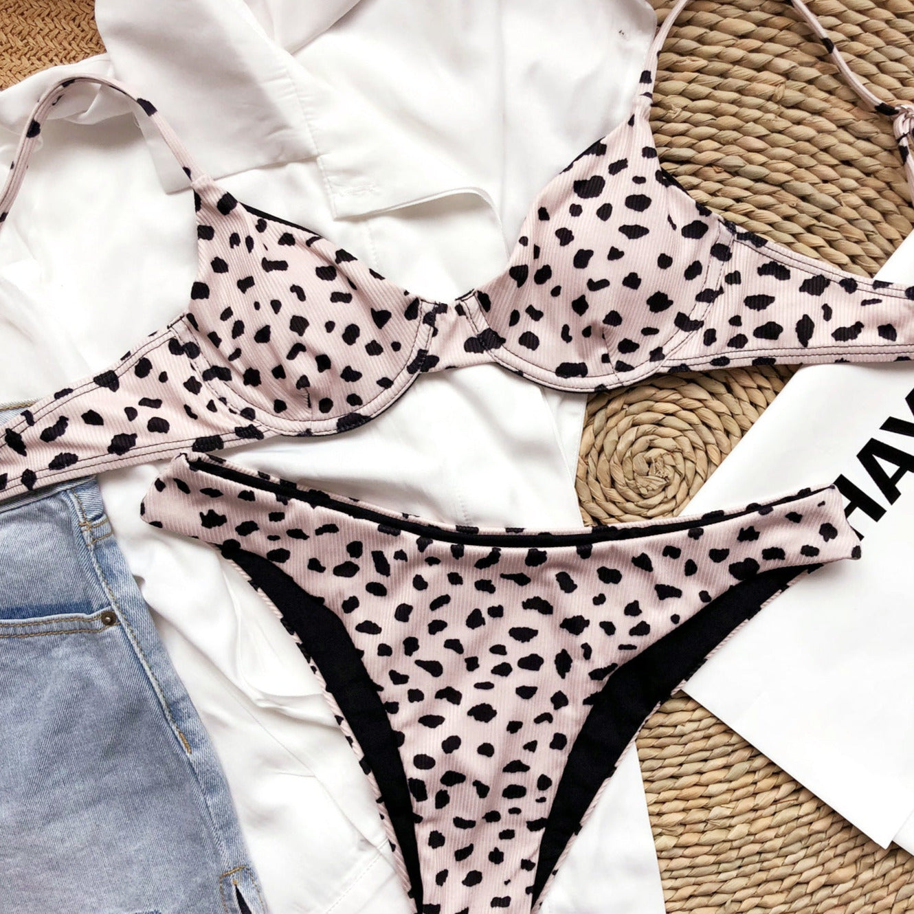 Dwuczęściowy strój kąpielowy bikini w centki